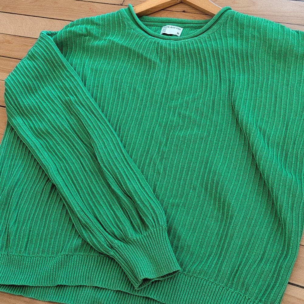 Frank & Oak Ribbed Crewneck Sweater in Bright Green - Picture 5 of 7